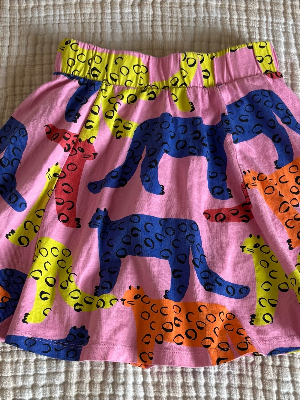 Tea Collection Pink Skirt with Blue, Yellow, Orange and Red Leopard Print